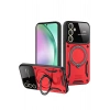 Durukar®  Samsung Galaxy S24 FE Kılıf Joy Lens Standlı Kapak - Kırmızı