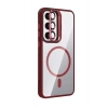 Durukar®  Samsung Galaxy S25 Remim Lensli Magsafe Standlı Kapak - Bordo