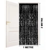 Durukar® Siyah Renk Ekstra Metalize Parlak Saçaklı Arka Fon Perde İthal A Kalite 1x2 Metre