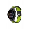 Durukar®  Watch 20mm Spor Delikli Kordon - Siyah-Yeşil
