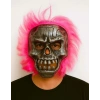 Durukar® Wild Skull - Gümüş Kafatası Pembe Saçlı İskelet Maske