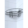 Durukar® Adhesive Bathroom Corner Shelf with Hooks, Shower Organizer, Wall Organizer Rack
