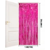 Extra Metalized Shiny Fringed Backdrop Curtain Fuchsia
