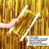 Extra Metalized Shiny Fringed Backdrop Curtain Gold