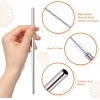 Ekstra Uzun Paslanmaz Çelik Pipet Seti – 3 Parça (Eğri + Düz + Fırça)