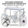 Ergonomik Alüminyum Kamp Masası Ve 4lü Tabure Seti