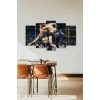 Eski Güreş İnsan Manzarası 5 Parçalı Mdf Tablo 60 x 100