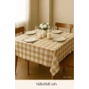 Fiber Kareli Masa Örtüsü Sofra Bezi Ekose Desen 160x160 Cm Bej
