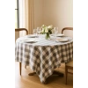 Fiber Kareli Masa Örtüsü Sofra Bezi Ekose Desen 160x160 Cm Gri
