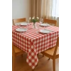 Fiber Kareli Masa Örtüsü Sofra Bezi Ekose Desen 160x160 Cm Kırmızı