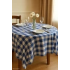 Fiber Kareli Masa Örtüsü Sofra Bezi Ekose Desen 160x160 Cm Mavi