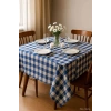 Fiber Kareli Masa Örtüsü Sofra Bezi Ekose Desen 160x160 Cm Mavi