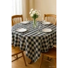 Fiber Kareli Masa Örtüsü Sofra Bezi Ekose Desen 160x160 Cm Siyah