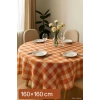 Fiber Kareli Masa Örtüsü Sofra Bezi Ekose Desen 160x160 Cm Turuncu