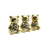 Bow Detail Teddy Bear Design Figurine - Mega Size - Ceramic - Shiny Gold