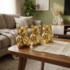 Sitting Bear with Bow Design Ceramic Figurine - Medium Size - Shiny Gold