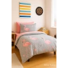 Flamingo Desenli  Pamuklu Tek Kişilik Nevresim Takımı