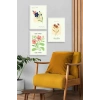 Flower Market Üçlü Ahşap Çerçeveli Tablo 23 x 30