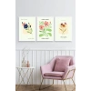 Flower Market Üçlü Ahşap Çerçeveli Tablo 50 x 70