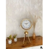 Gold Metal Mini Tripod Çini Desenli Roma Rakamı Masa Saati 45×26 cm