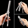 Gray Foldable Stainless Steel Butterfly Knife Comb Beard Mustache Brush Comb for Professional Haircut (5365)