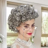 Gray Curly Granny Wig Lined Model