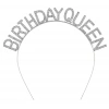 Gümüş Renk Kristal Taşlı Parlak Birthday Queen Yazılı Kraliçe Taç 16x17 cm (5365)