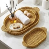 İç İçe Geçebilen 3’lü Oval Plastik Rattan Tepsi Seti–Hasır Görünümlü Çok Amaçlı Servis ve Sunum Tepsileri (5365)