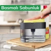 İkisi Bir Arada Basmalı Pratik Sıvı Sabunluk Pompası ve Bulaşık Yıkama Süngeri Haznesi (5365)
