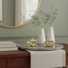 Heart-Shaped Double Apple Design Figurine - Medium Size - Ceramic - Shiny Gold
