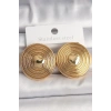 Kalp İşlemeli Gold Renk Daire Plaka Küpe