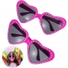 Kalp Şekilli Taşlı Parti Gözlüğü Pembe Renk 6x16 cm (5365)