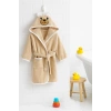 Kapşonlu Unisex %100 Pamuklu Çocuk Banyo Bornozu Bear
