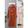 Kapüşonlu Unisex Banyo Bornozu %100 Soft Pamuklu Kahve