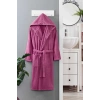 Kapüşonlu Unisex Banyo Bornozu %100 Soft Pamuklu Mürdüm