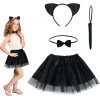 Cat Skirt, Crown, Tail and Bow Tie Set Black Color Kid Size (5365)