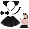 Cat Skirt, Crown, Tail and Bow Tie Set Black Color Kid Size (5365)