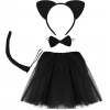 Cat Skirt, Crown, Tail and Bow Tie Set Black Color Kid Size (5365)