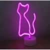 Kedi Figürlü Neon Işıklı Lamba 3 Adet Pil Ve Usb İle