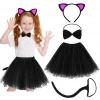 Cat Ear Crown Skirt Tail and Bow 4-piece Set for Children Fuchsia (5365)