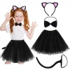 Cat Ear Tiara Skirt Tail and Bow Tie 4-Piece Set for Kids Pink (5365)
