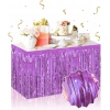 Kendinden Yapışkanlı Mor Metalize Püsküllü Masa Eteği – 75 x 275 cm Parti Süslemesi (5365)