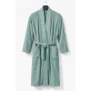 Kimono Yaka Unisex Pamuklu Tek Kişilik Bornoz  Yeşil