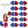 Red Blue Metallic Full Show Pom Poms 20 Pieces (10 Pairs) (5365)