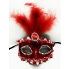 Red Sequined Feathered Party Mask
