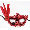 Red Sequined Feathered Party Mask