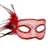 Red Side Feather Sequin Embroidered Party Mask 23x12 cm (5365)