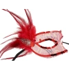 Red Feathered Sequin Party Mask