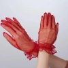 Short Length Lycra Lace Adult Tulle Gloves in Red Color