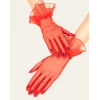 Short Length Lycra Lace Adult Tulle Gloves in Red Color